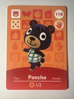 118 Poncho Amiibo Card 118 Series 2 Animal Crossing Nintendo Switch NA Region - Image 1