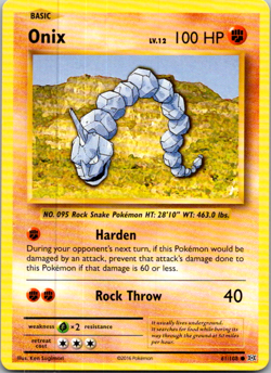 Onix #61/108 XY Evolutions Common Pokemon 2016 TCG Card - Image 1