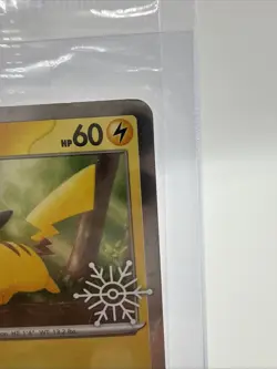 Pikachu 025/165 Holo Pokemon Card Holiday Snowflake Stamp Sealed - Image 3