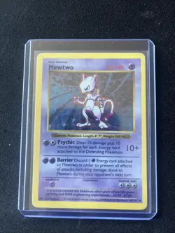 Pokemon Mewtwo TCG Base Set Holo Shadowless Rare Card 10/102 - Image 1