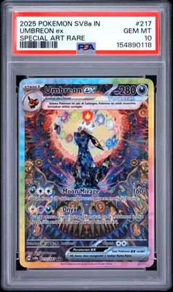 2025 POKEMON INDONESIAN SV8A I-TERASTAL FEST EX #217 UMBREON EX PSA 10 - Image 1