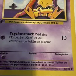 Wizards of the Coast Abra 43/102 Base Set 1999 Common 1st Ed German 30HP - Image 3