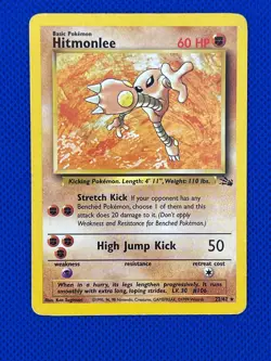 Rare Pokemon TCG Hitmonlee 22/62 Unlimited Fossil Rare WoTC (MP) - Image 3