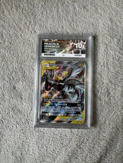 2019 Pokemon Black Star Promo SM168 Pikachu & Zekrom GX Ace 10 Gem Mint Tag Team - Image 1