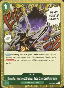 One Piece Demon Aura Nine Sword Style Asura Blades Drawn OP12-037 Rare Foil NM - Image 1