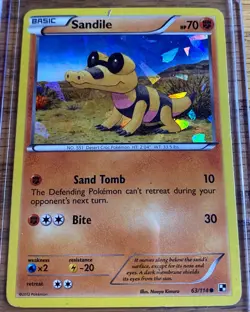 Sandile - 63/114 - Pokemon Black and White Cracked Holo Rare Card LP - Image 1