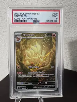 Pokemon TCG Ninetales Obsidian Flames Holo Card 199/197 Illustration Rare, PSA 9 - Image 1