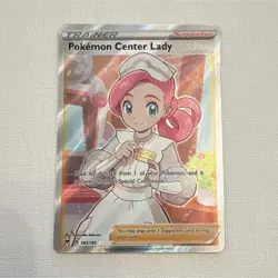 Pokemon Center Lady 185/185 SWSH04: Vivid Voltage Ultra Rare Full Art Holo - Image 1