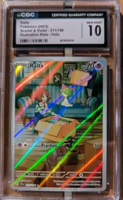 Pokemon TCG Ralts 211/198 Scarlet & Violet Illustration Rare Holo CGC 10 - Image 1