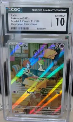 Pokemon TCG Ralts 211/198 Scarlet & Violet Illustration Rare Holo CGC 10 - Image 3