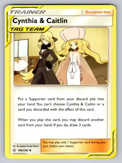 Cynthia & Caitlin 189/236 Uncommon Cosmic Eclipse Pokemon Lightly Played - Image 1