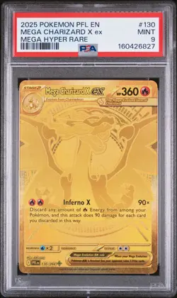 2025 POKEMON PFL EN-PHANTASMAL FLAMES MEGA HYPER RARE MEGA CHARIZARD X EX PSA 9 - Image 1