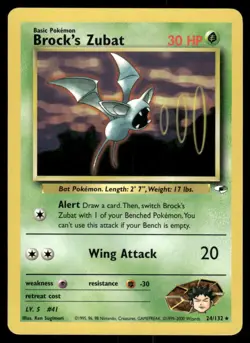 2000 Pokemon Brock's Zubat Rare Gym Heroes 24/132 Unlimited LP - Image 1