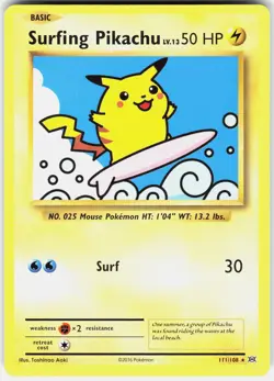 Pokemon Surfing Pikachu 111/108 Secret Rare Evolutions Pokemon Near Mint - Image 1