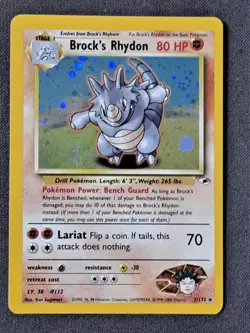 Pokemon Brock's Rhydon 2/132 Gym Challenge Holo - Image 1