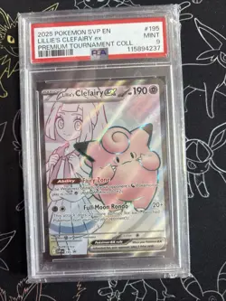 2025 POKEMON SVP LILLIE PREMIUM TOURNAMENT PROMO LILLIE'S CLEFAIRY EX PSA 9 #19 - Image 1