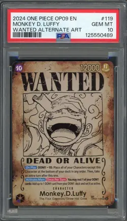 PSA 10 Monkey D. Luffy (Wanted SP Alt Art) OP09 OP05-119 EN One Piece B13 - Image 1