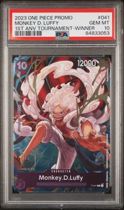 2023 One Piece Monkey D Luffy English P-041 1st Anniversary Winner PSA 10 - Image 1