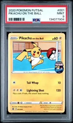 Pikachu On The Ball PSA 9 #001 Futsal Promo Mint Graded Card - Image 1