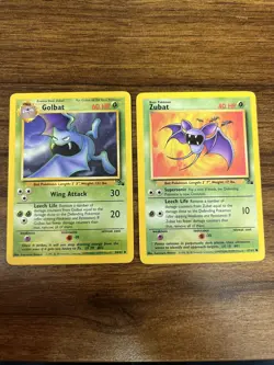 Vintage Pokemon TCG Set Of 2 Cards - Fossil - Golbat & Zubat - Image 1
