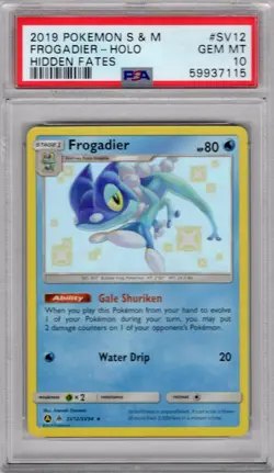 2019 Pokemon Hidden Fates Frogadier Holo Rare Shiny Vault #SV12 PSA 10 Gem Mint - Image 1