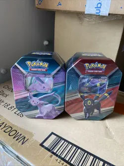 SEALED Pokemon TCG V Heroes Espeon Umbreon Collectors Tin Lot Of 2 - Image 1