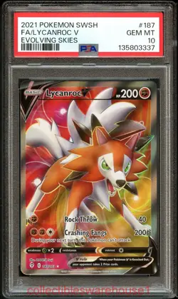 Pokemon Evolving Skies Lycanroc V 187 PSA 10 - Image 1