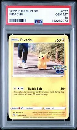 Pokemon 2022 Pokemon GO Pikachu 027/078 English Regular PSA 10 Graded - Image 1