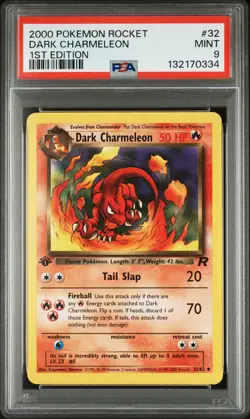 2000 POKEMON ROCKET 1ST EDITION #32 DARK CHARMELEON PSA 9 - Image 1