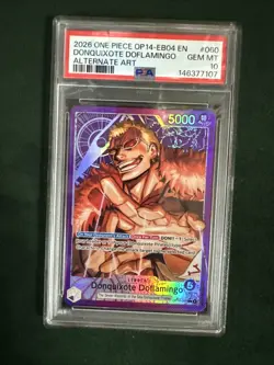 2026 One Piece DONQUIXOTE DOFLAMINGO Leader ALT ART PSA 10 OP14-EB04 #060 A3 - Image 1