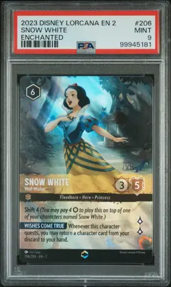 2023 DISNEY LORCANA EN 2-RISE OF THE FLOODBORN SNOW WHITE - WELL WISHER PSA 9 - Image 1