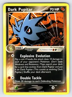 Dark Pupitar 40/109 2004 EX Team Rocket Returns Pokemon Card TCG Uncommon - VLP - Image 1