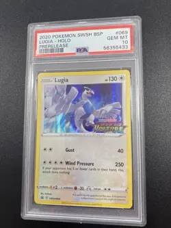 PSA 10 Lugia SWSH069 Holo Promo Prerelease Stamp Vivid Voltage Pokemon TCG Card - Image 1