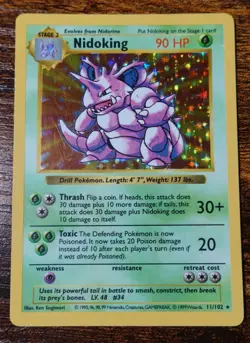 Nidoking 11/102 Shadowless Base Set Holo Rare Pokemon Card PL - Image 1