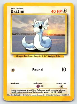 Dratini 26/102 Uncommon Base Set Unlimited Pokemon Moderately Played - Image 1