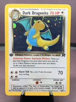 Pokemon TCG 1st Edition Dark Dragonite 5/82 Team Rocket Holo Rare WOTC VTG HP - Image 1
