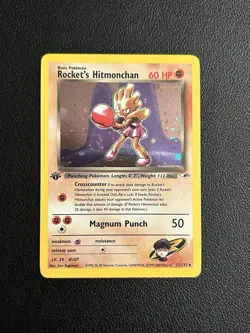 🌟1st Edition Rocket's Hitmonchan (11/132) Holo Gym Heroes Pokemon Card! NM - Image 1