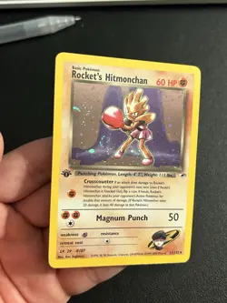 🌟1st Edition Rocket's Hitmonchan (11/132) Holo Gym Heroes Pokemon Card! NM - Image 4