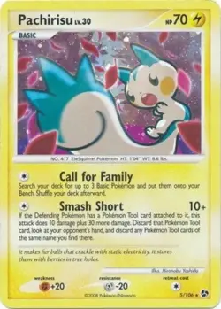 Moderately Played, English - 1 x Pokemon Pachirisu - 5/106 - Holo Rare Great Enc - Image 1