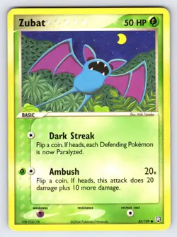 Zubat 82/109 2004 EX Team Rocket Returns Pokemon Card TCG Nintendo Common - Lp - Image 1