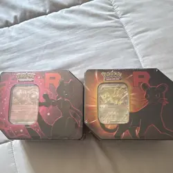 Pokemon TCG Team Rocket Tin Set Mewtwo & Persian Promo English 2023 2 Tins - Image 1
