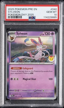 2025 POKEMON PRE EN-PRISMATIC EVOLUTIONS POKEMON DAY 2025 #040 SYLVEON PSA 10 - Image 1