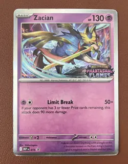 Zacian - MEP 015 (Prerelease) Promo Pokemon Phantasmal Flames Stamped - LP - Image 1