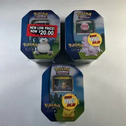 Pokemon TCG: Pokemon Go Tin Set Of 3x New & Sealed Pikachu, Blissey, Snorlax - Image 1