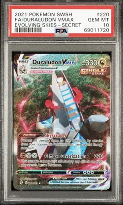 PSA 10 Duraludon VMAX Alternate Art Secret 220/203 Evolving Skies Pokemon Holo - Image 1
