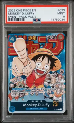 2023 ONE PIECE PROMOS EVENT PACK VOL.2 #033 MONKEY D. LUFFY PSA 9 - Image 1