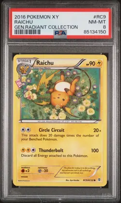 2016 Pokemon XY Generations Radiant Collection Rc9 Raichu - PSA 8 - Image 1
