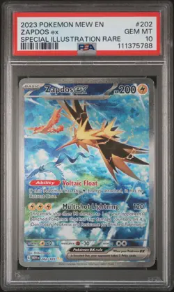 2023 POKEMON MEW EN-151 SPECIAL ILLUSTRATION RARE #202 ZAPDOS EX PSA 10 - Image 1