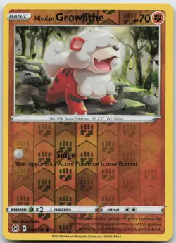 Hisuian Growlithe 083/196 Common Lost Origin Pokemon Reverse Holo Near Mint - Image 1