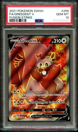 Pokemon Fusion Strike Greedent V 256 PSA 10 - Image 1